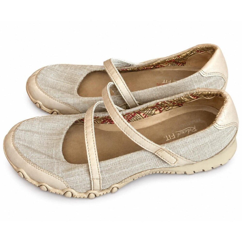 Sketchers Relaxed Fit Memory Foam Womens Tan Mary Jane Flats Size 7.5